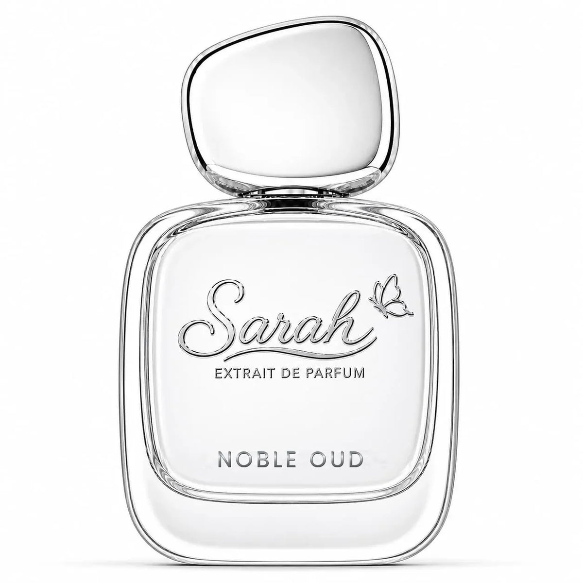 Sarah Noble Oud — unisex Extrait de Parfum, bočica sa zlatnim čepom na bijeloj pozadini
