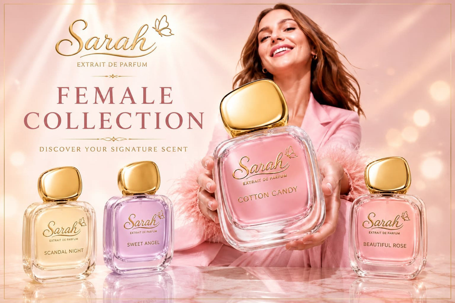 Sarah Female Collection luxury extrait de parfum for women featuring elegant long-lasting fragrances