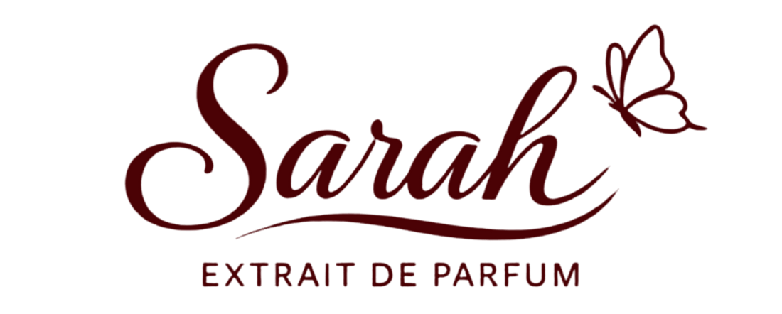 Logo of 'Sarah Extrait de Parfum' with a butterfly on a white background