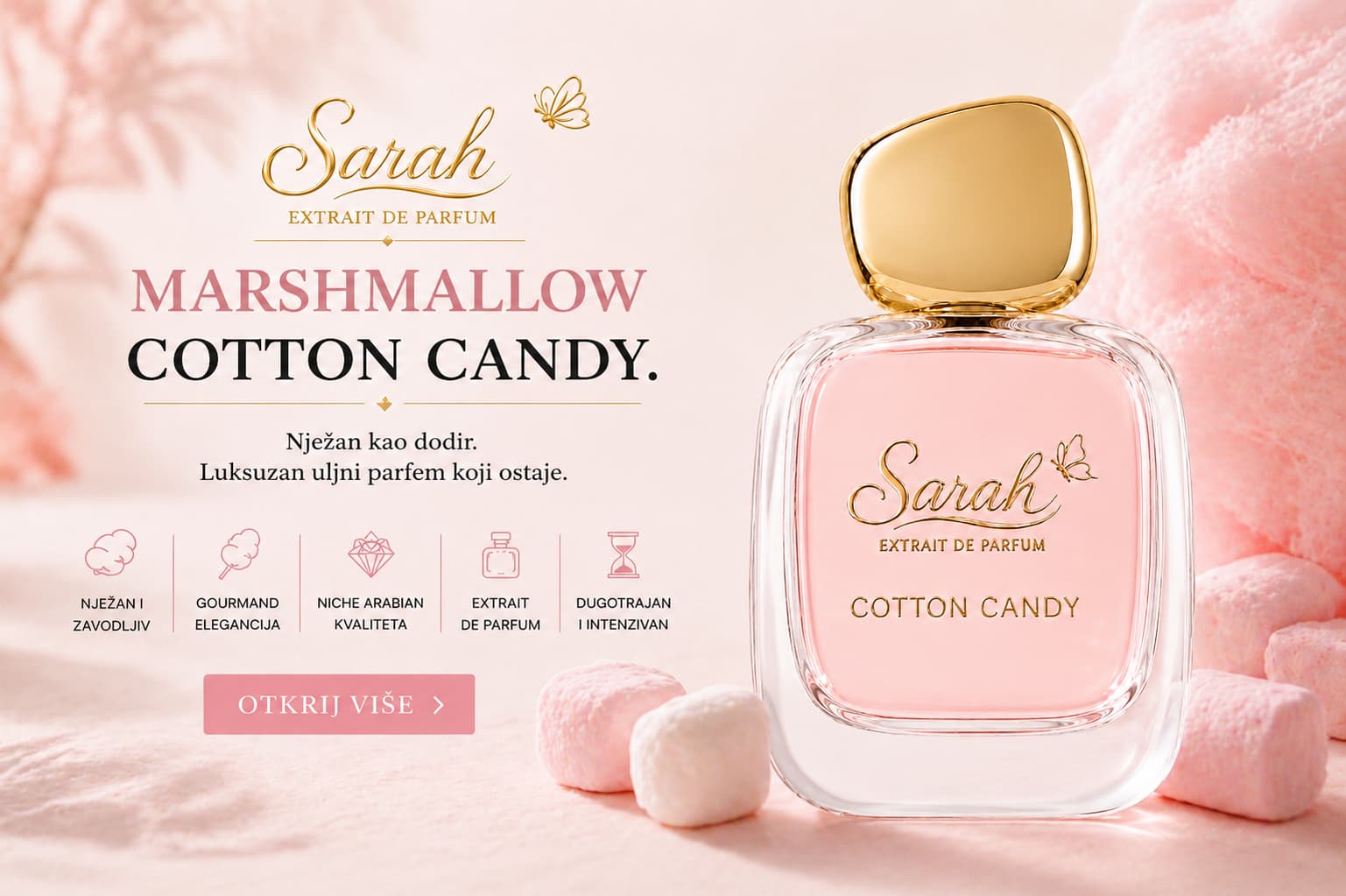 Sarah Parfimerija luksuzni Extrait de Parfum parfemi u Bosni i Hercegovini – Cotton Candy Marshmallow kolekcija